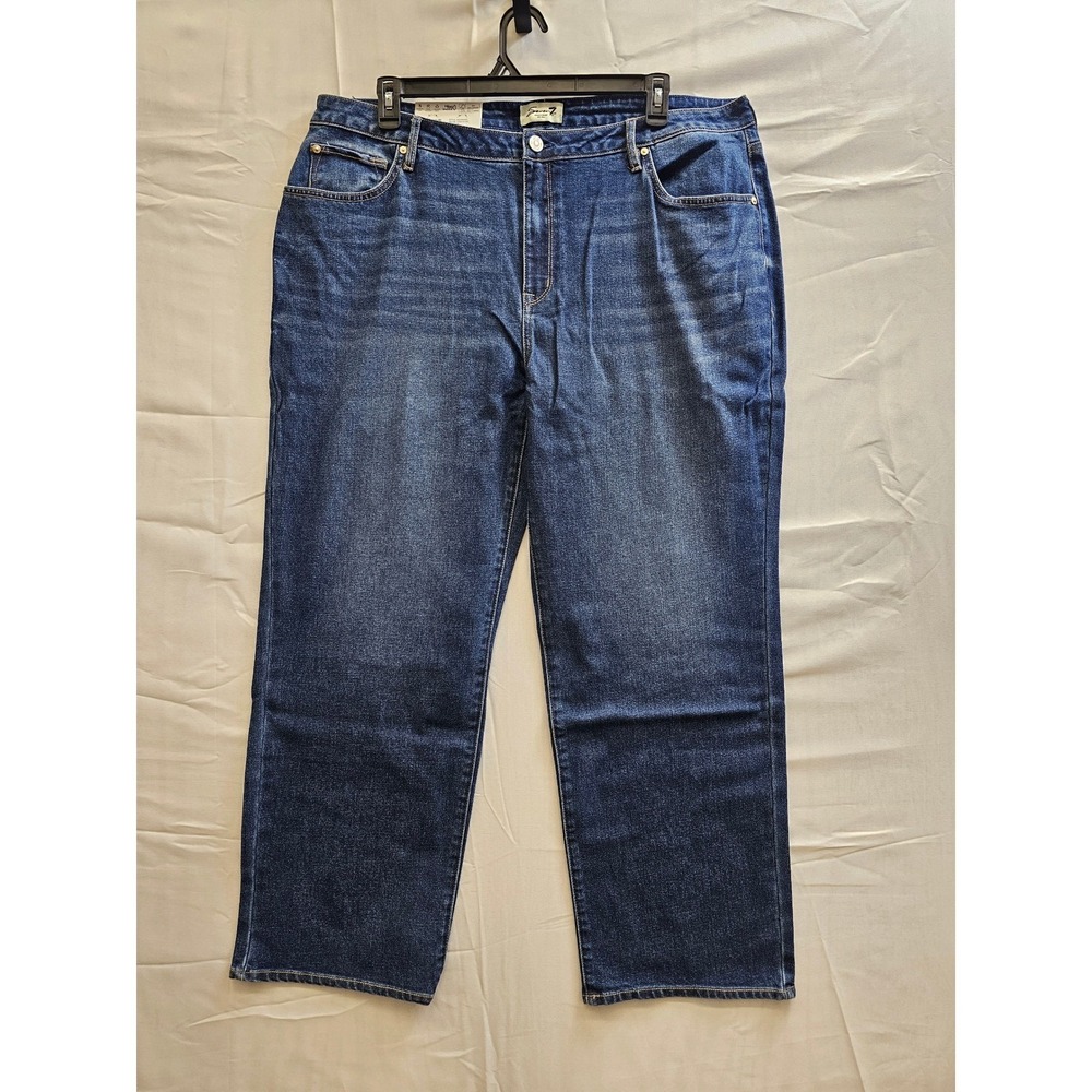 Seven7 Womens Loose Straight Leg High Rise Jeans Confident Blue Wash Denim 18W
